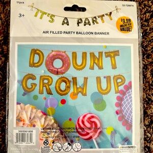 Donut Grow Up Ballon Banner Set Up